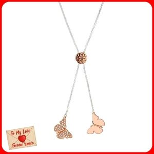 Unwritten Two-Tone Butterfly Bolo Necklace for Valentine's Day